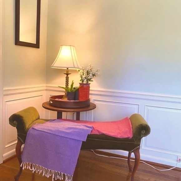 Loom Weave Color Block Travel Blanket Organic Cotton Red + Purple Hand Crafted - Picture 5 of 7